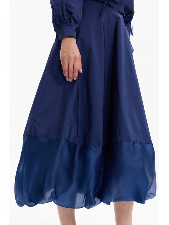 Deni Cler Milano Deni Cler Milano Spódnica midi W-DC-7063-F5-F4-58-1 Granatowy A-Line Fit