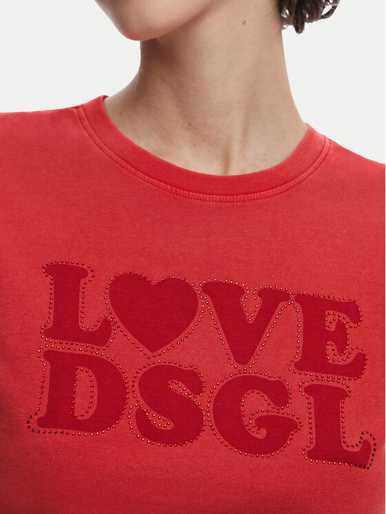 Desigual Desigual T-Shirt Love Dsgl 25SWTK10 Červená Regular Fit