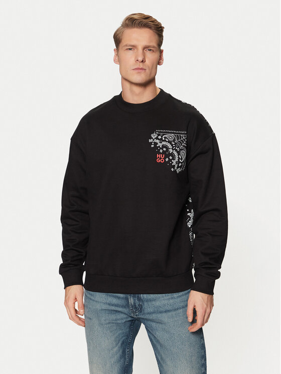 HUGO HUGO Majica dugih rukava Derumkek 50532094 Crna Relaxed Fit