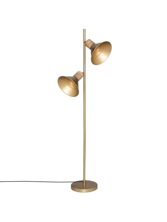 Lampa MIAhome, podłogowa złota z drewnem Godi 151 cm