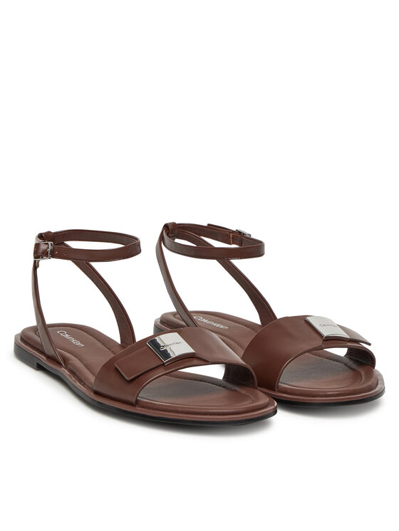Calvin Klein Calvin Klein Sandalen Flat Sandal W/Ck Hw - Lth HW0HW02367 Braun