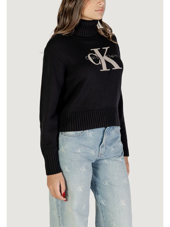 Calvin Klein Jeans Calvin Klein Jeans Pullover CHENILLE MONOLOGO SW Schwarz Casual Fit