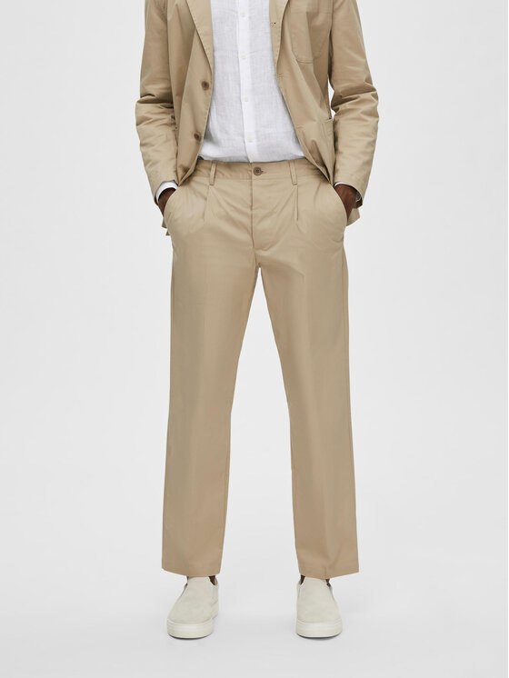 Selected Homme Chinosy 16088515 Beżowy Regular Fit