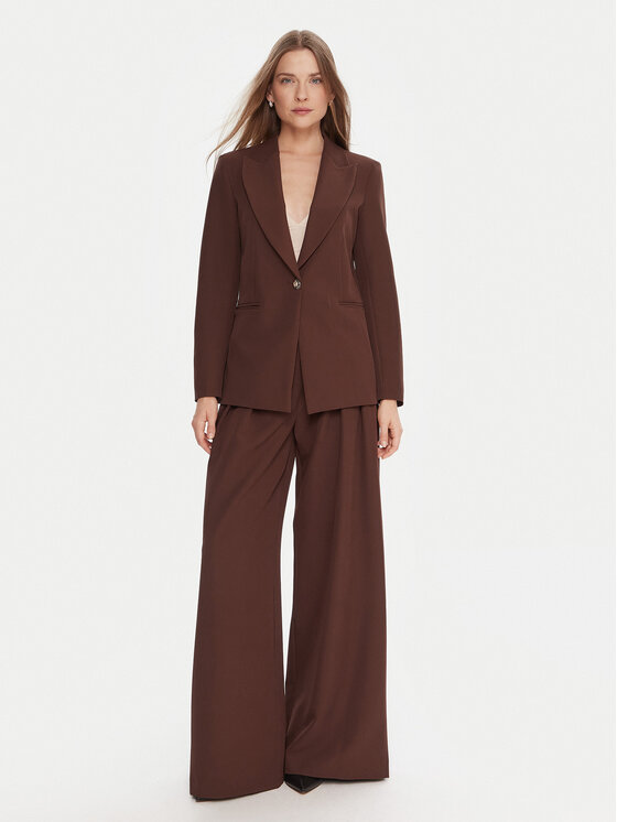 Maryley Maryley Kalhoty z materiálu 25IB579/43CO Hnědá Regular Fit