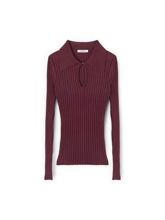 Motivi Motivi Sweter M276W003992N036 Bordowy Slim Fit