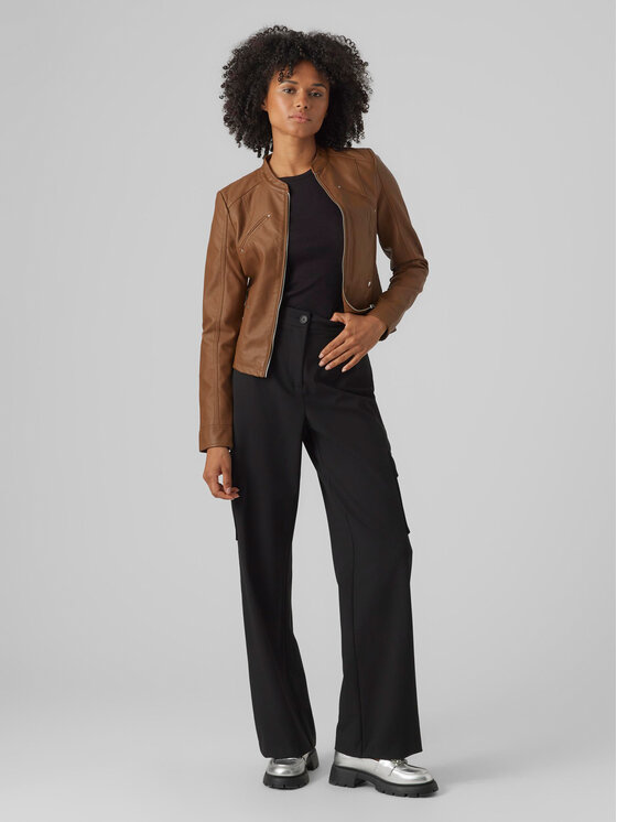 Vero Moda Vero Moda Geacă din imitație de piele Favodona 10288555 Maro Regular Fit