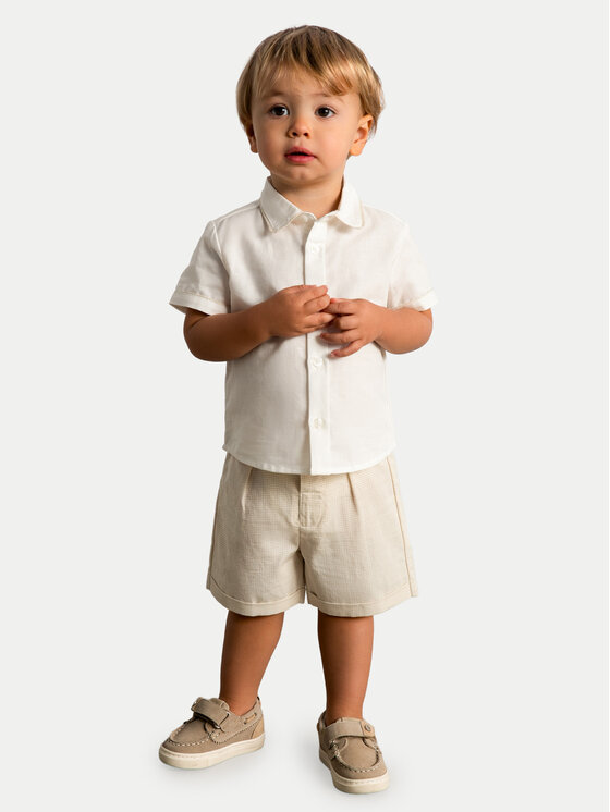 Mayoral Mayoral Комплект от риза и текстилни шорти 1225 Бежов Regular Fit