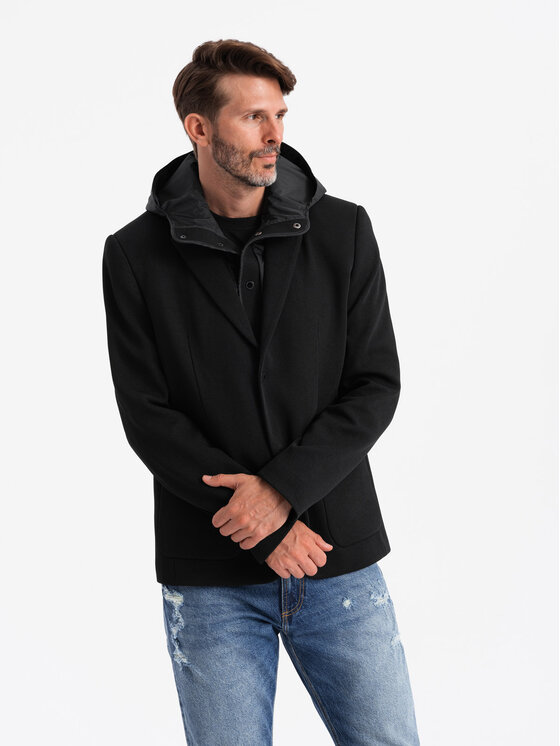 Ombre Ombre Marynarka OM-BLZB-0133 Czarny Regular Fit