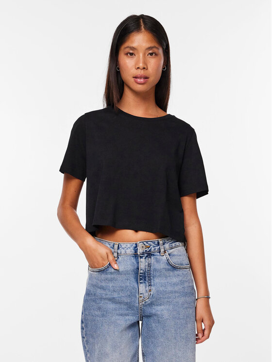Pieces Pieces Marškinėliai Sara 17146319 Juoda Oversize