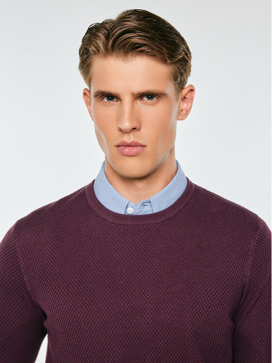 BIG STAR BIG STAR Sweter REYLON Bordowy Basic Fit