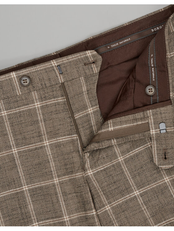 Borgio Borgio Spodnie garniturowe crissolo Brązowy Slim Fit