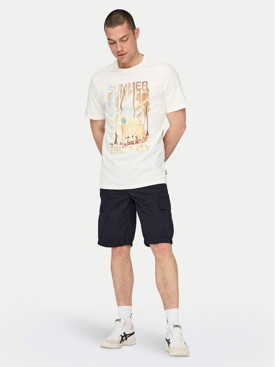 Only & Sons Only & Sons T-shirt Magdy 22029454 Bijela Regular Fit