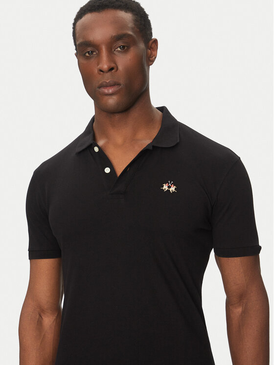 La Martina La Martina Pólóing Piquet CCMP02 PK001 Fekete Slim Fit