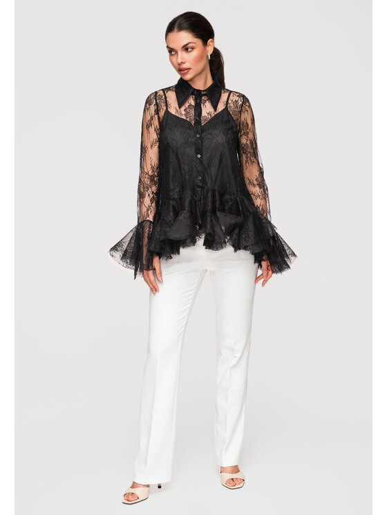 Ombre Ombre Koszula OW-SH-E0003 Czarny Loose Fit