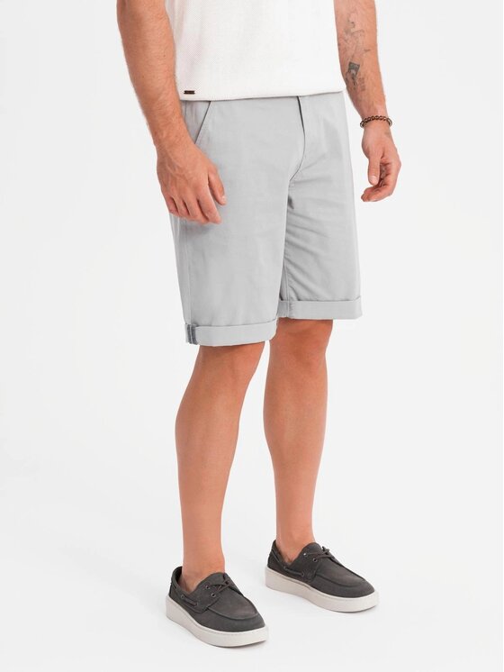 Ombre Ombre Szorty materiałowe OM-SRCS-0197 Szary Regular Fit