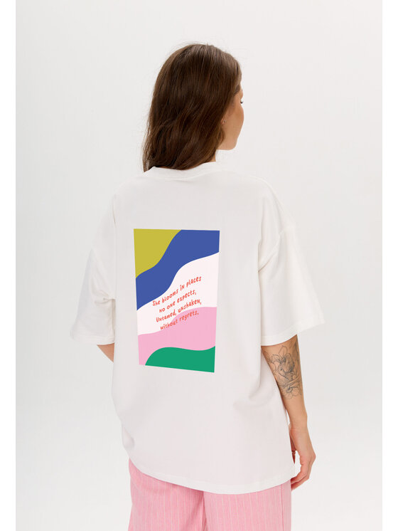 Mirons Mirons T-Shirt Print Biały Oversize