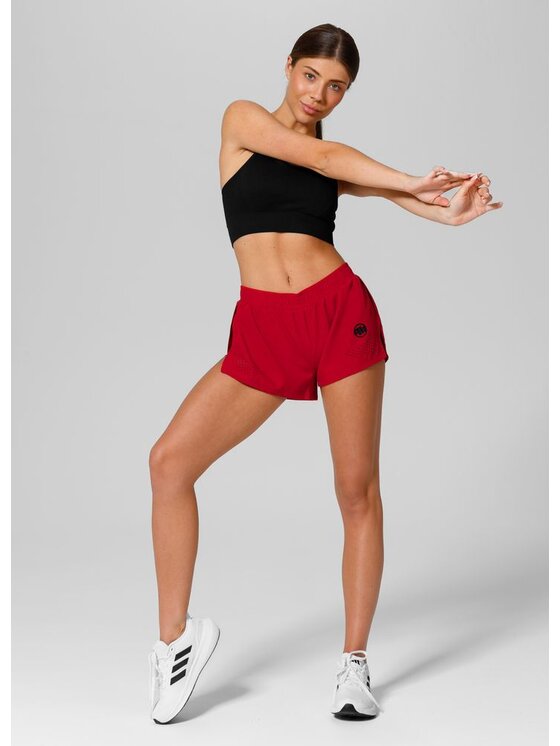 PITBULL PITBULL Szorty sportowe Small Logo Bordowy Regular Fit