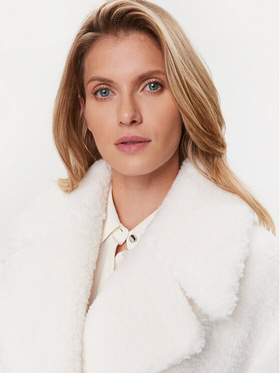 Boss Boss Báránybőr kabát Curmina 50503419 Fehér Oversize