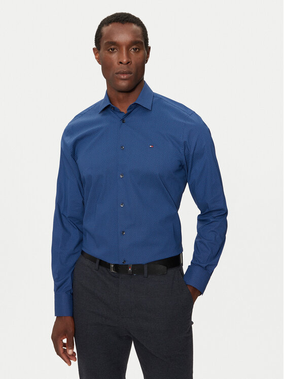 Chemise bleu marine tommy hilfiger sale