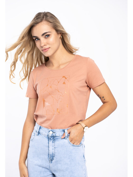 T-Shirt, rozmiar XS, Beżowe, L02049-W24