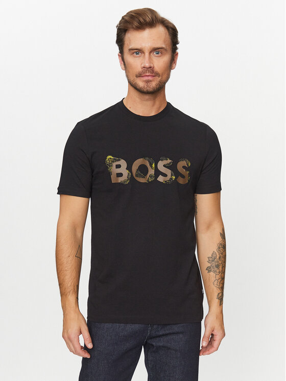 Boss T-krekls Tiburt 421 50499584 Melns Regular Fit