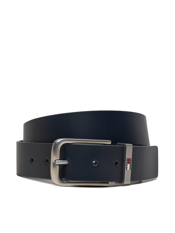 Tommy Jeans Tommy Jeans Pánský pásek Tjm Elevated Flag Leather 3.5 AM0AM12681 Tmavomodrá