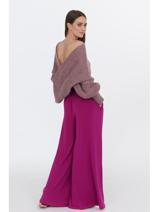 NAOKO NAOKO Kalhoty z materiálu Viva Magenta Růžová Regular Fit