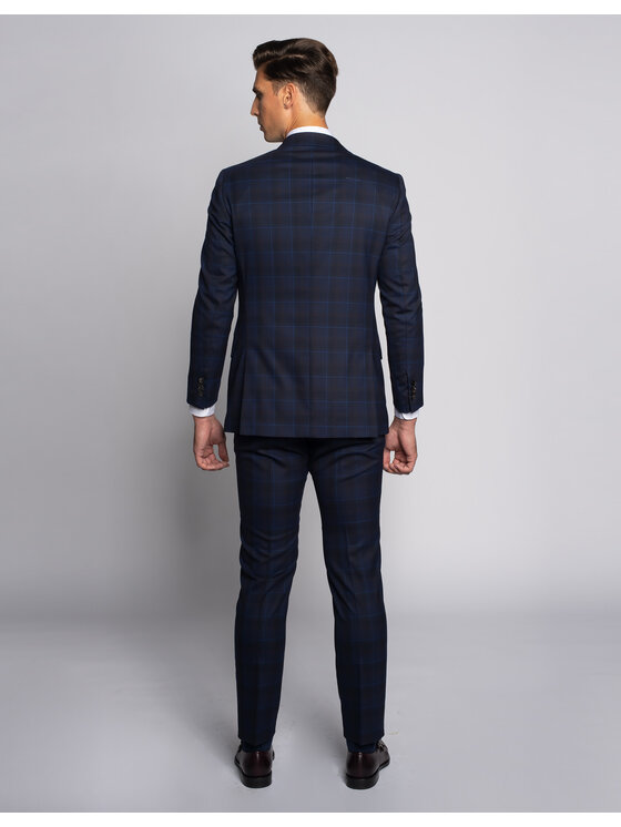 Borgio Borgio Spodnie garniturowe lomazzo Granatowy Slim Fit