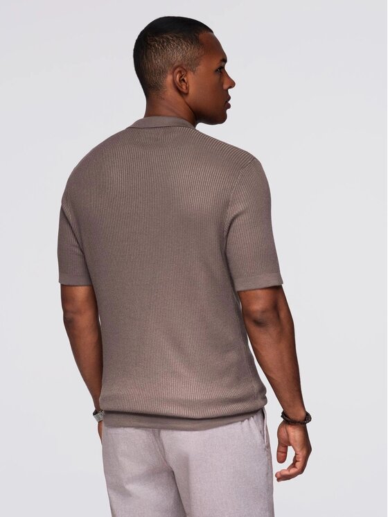 Ombre Ombre Polo OM-POSS-0160 Brązowy Regular Fit