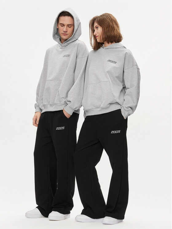2005 2005 Bluza Unisex Basic Hoodie Szary Relaxed Fit