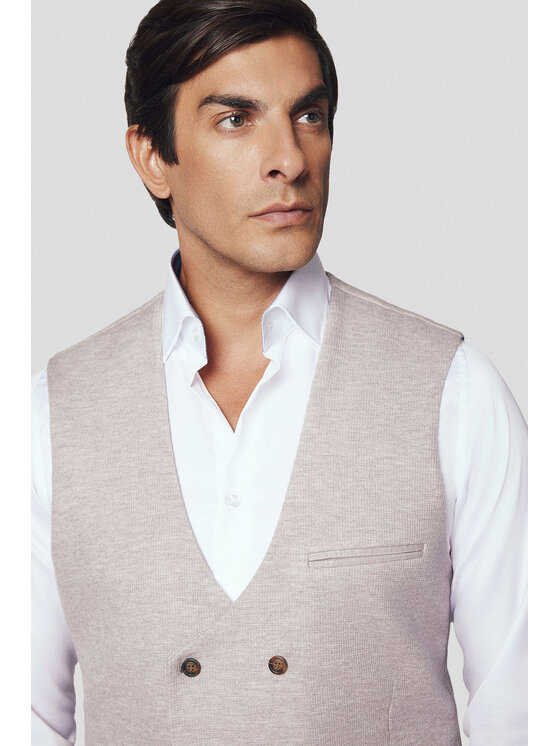 Lancerto Lancerto Kamizelka Milano KA131224000009 Beżowy Slim Fit