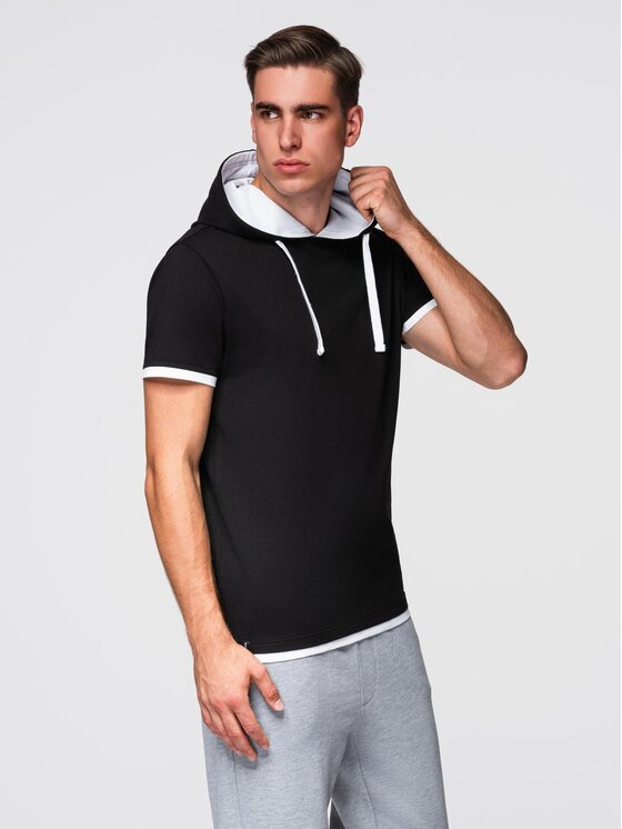 Ombre Ombre T-Shirt OM-TSCT-0256 Czarny Regular Fit