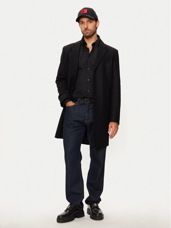 HUGO Hugo Kevad-sügis mantel Milogan2441 50528836 Must Regular Fit