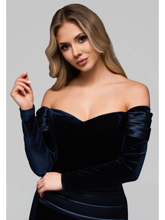 Ombre Ombre Sukienka wieczorowa LA-OM-DLR254 Granatowy Regular Fit
