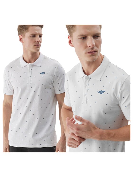 4F 4F Polokošeľa 4FWSS25TPTSM703-10S Biela Regular Fit