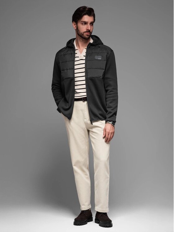 Ombre Ombre Kurtka przejściowa OM-JANP-0160 Czarny Regular Fit