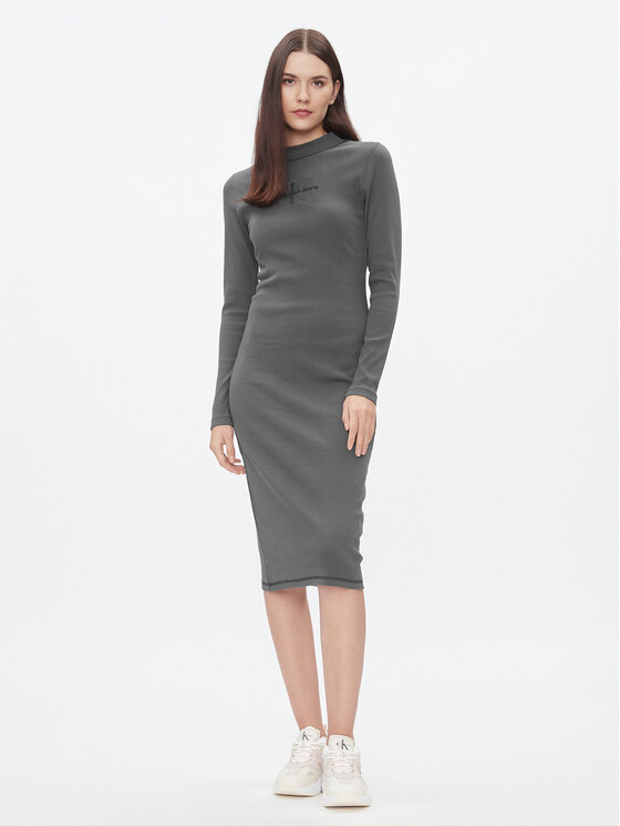 Calvin Klein Jeans Calvin Klein Jeans Kleid für den Alltag Hero Monologo J20J222514 Grau Slim Fit