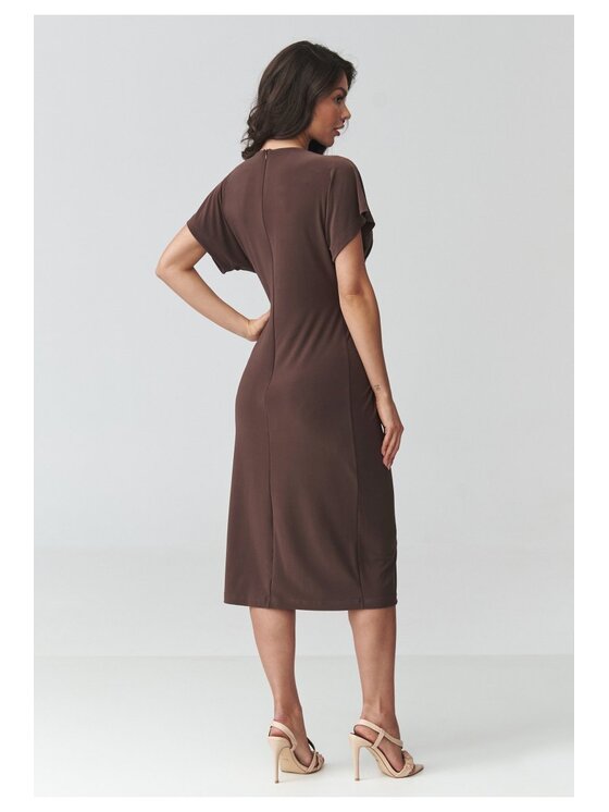 Makadamia Makadamia Sukienka codzienna M938 Brązowy Loose Fit