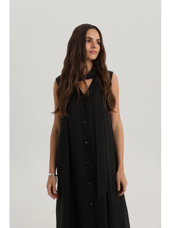 Deni Cler Milano Deni Cler Milano Sukienka letnia W-DC-3016-F2-C9-90-1 Czarny Loose Fit