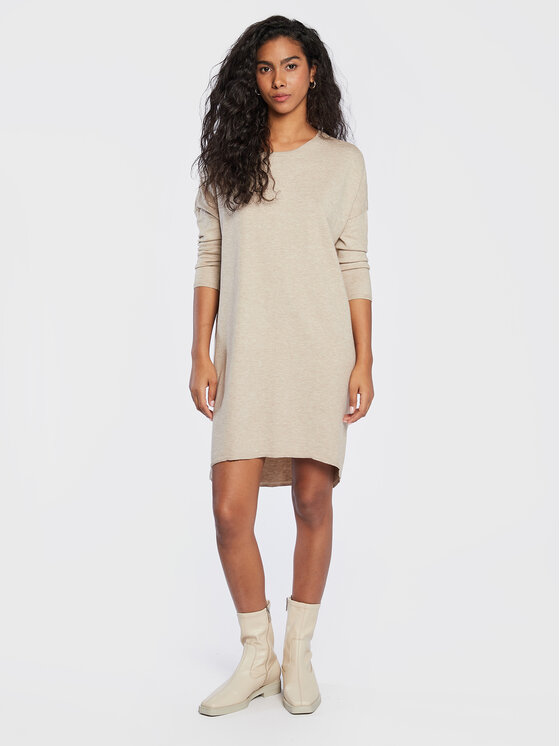 Moss Copenhagen Moss Copenhagen Sukienka dzianinowa Rachelle 16172 Beżowy Regular Fit