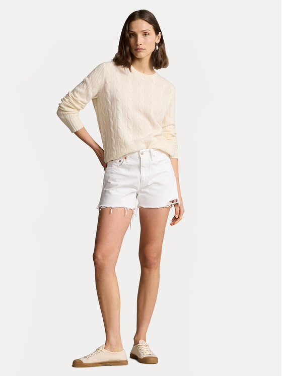 Polo Ralph Lauren Polo Ralph Lauren Pantaloni scurți de blugi 211934947001 Alb Regular Fit