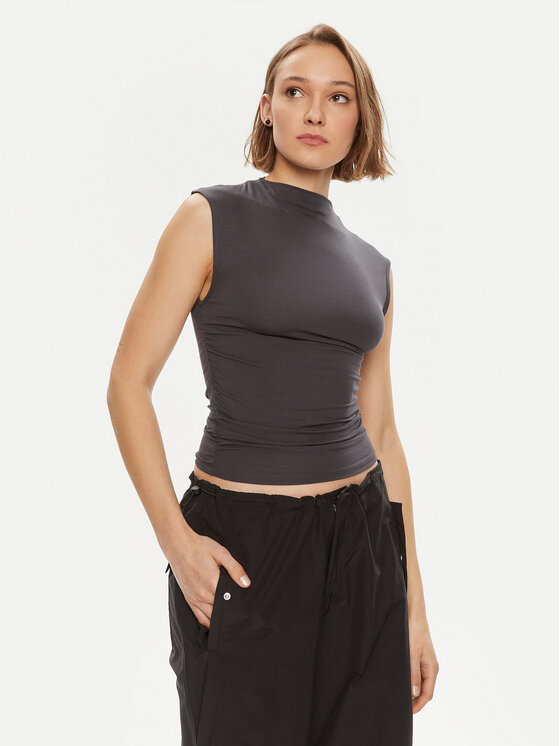 Gina Tricot Top 20883 Sivá Slim Fit