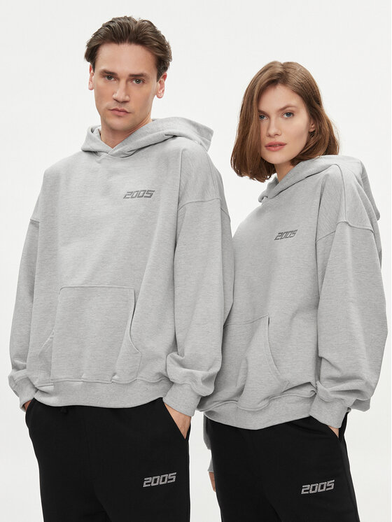 2005 2005 Mikina Unisex Basic Hoodie Šedá Relaxed Fit