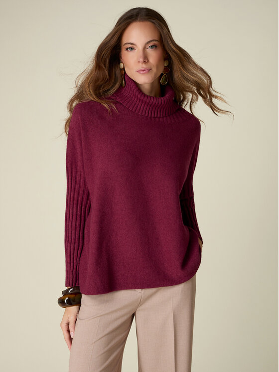 Oltre Oltre Sweter M155E002164N036 Bordowy Boxy Fit