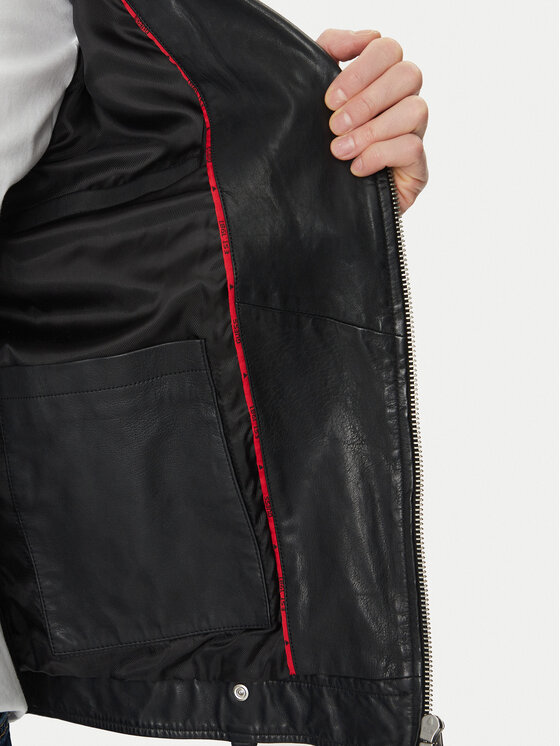 Guess Guess Bőrkabát M2YL12 L0QN0 Fekete Regular Fit