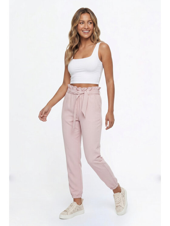 FIGL FIGL Spodnie materiałowe M1347 Różowy Regular Fit