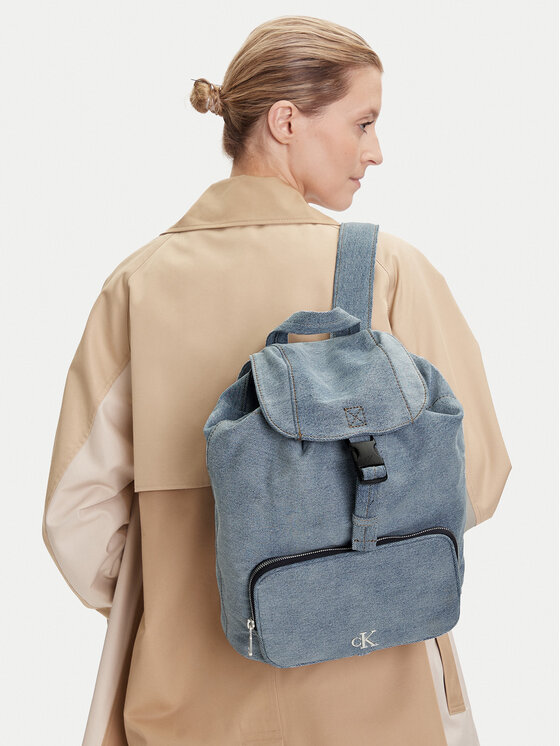 Calvin Klein Calvin Klein Nahrbtnik Denim Luna Mini Flap Backpack LV04F3216G Svetlo modra