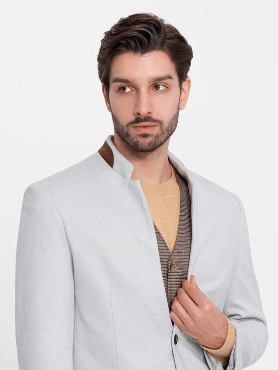 Ombre Ombre Marynarka OM-BLZB-0131 Szary Regular Fit