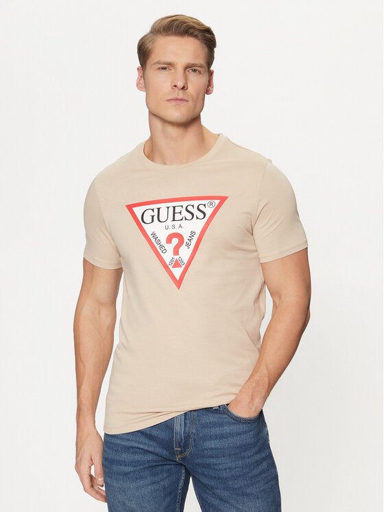 Guess Tričko M2YI71 I3Z14 Béžová Slim Fit