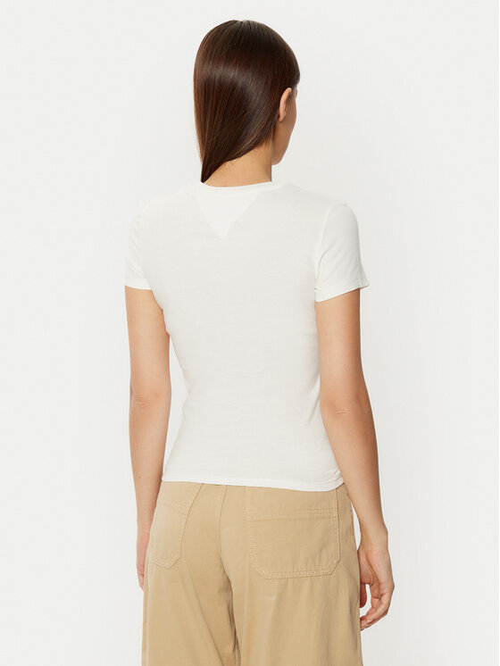 Tommy Jeans Tommy Jeans T-Shirt Linear DW0DW18398 Biały Slim Fit